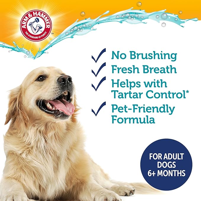 Arm & Hammer Complete Care Dental Water Additive for Dogs, Dog Breath Freshener, Dog Mouth Wash or Dental Rinse, Simply Add to Pet Drinking Water for Fresher Breath, Value Size 35 FL OZ
