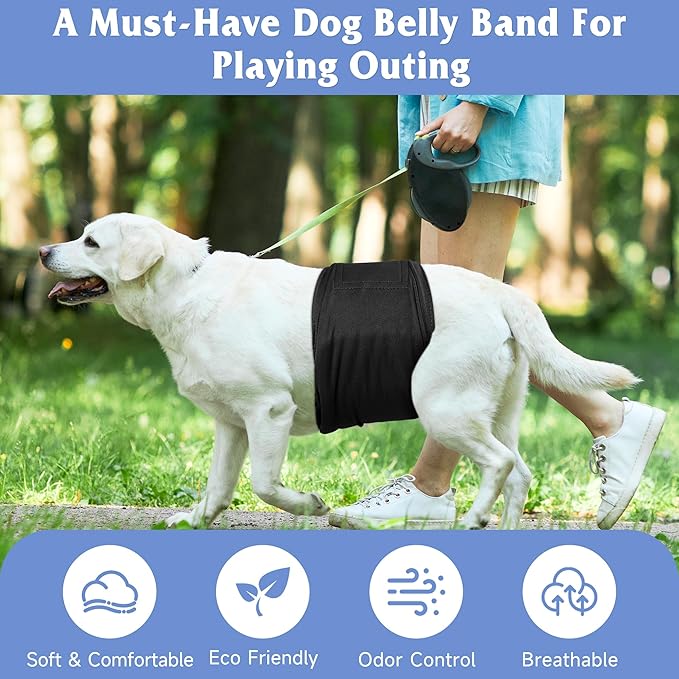 5 Pack Dog Diapers Male Reusable, Premium Belly Bands for Male Dogs, High Absorbing Pee Wraps for Doggie in Incontinence and Training Black XXL