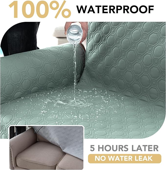 H.VERSAILTEX 100% Waterproof Armchair Covers Thick Durable Couch Covers Triple Nonslip Furniture Protector for Dogs, Children, Pets, Machine Washable (Chair, Lily Pad)