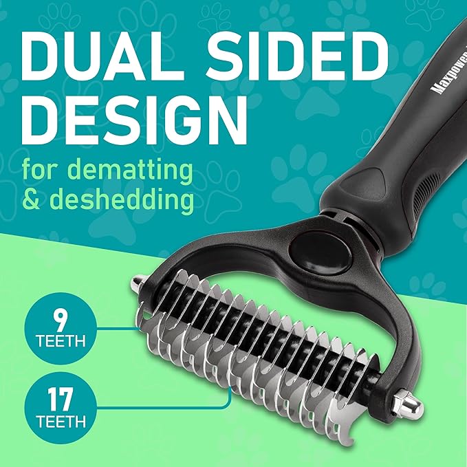 Maxpower Planet Hair Brush & Grooming Gloves for Dogs and Cats - Black