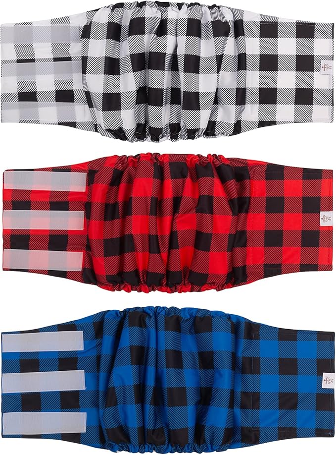 CuteBone Dog Diapers Male Washable Belly Band for Male Dogs Wraps 3pcs a Pack DM27XL