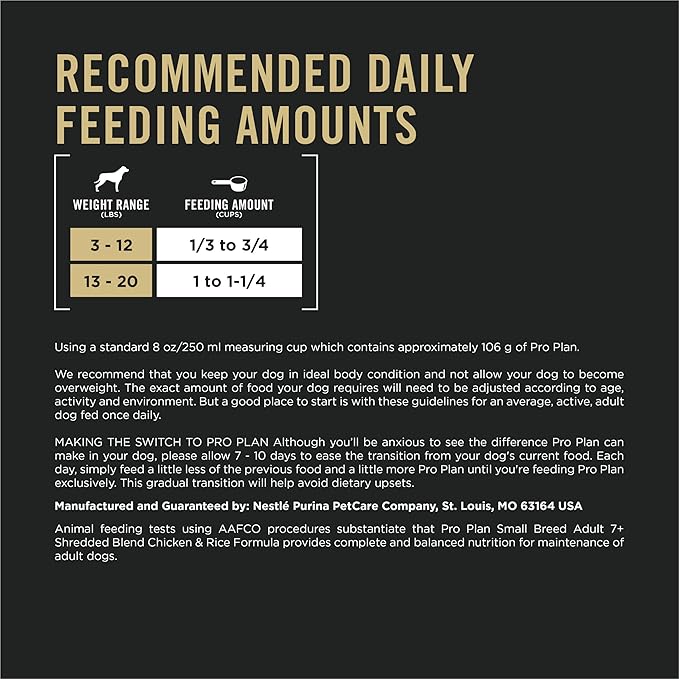 Purina Pro Plan Small Breed 7 Plus Shredded Blend Chicken and Rice Formula Senior Dog Food - 6 lb. Bag