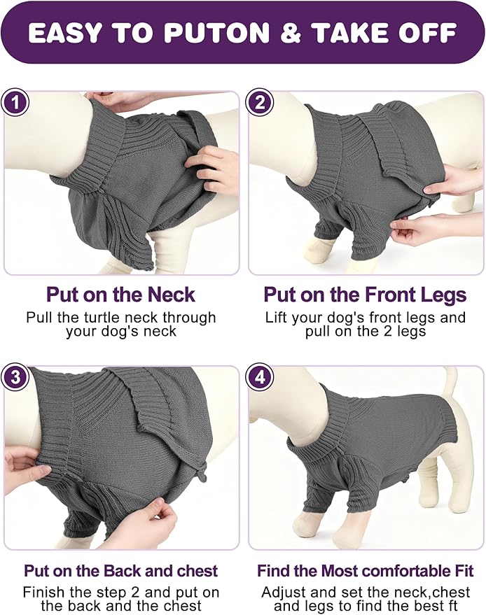 Dog Sweaters for Small Medium Large Dog, Classic Turtleneck Pet Clothes Warm Thermal Doggy Winter Coat, Thick Double Knitting Collar Pullover Cold Weather Puppy Jacket for Indoor & Outdoor Wear