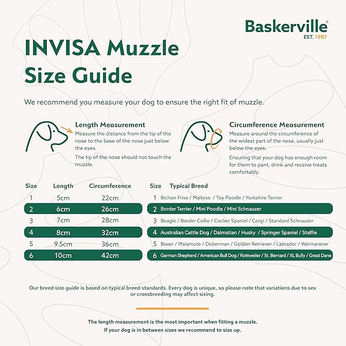 Baskerville INVISA Basket Dog Muzzle - Patented Humane Design with Facial Visibility, Padded Nose Band, Dog can Pant and Drink, Prevents Biting and Scavenging. Muzzle for Small Dogs (Size 2)