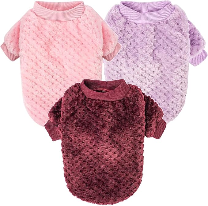Dog Sweater, Sweaters for Small Dogs, 2, 3 Pack Warm Soft Pet Clothes for Puppy, Medium Large Cat, Dogs Girl or Boy, Dog Shirt for Winter Christmas (Pink+Purple+Red, X-Large)