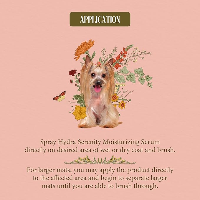 Hydra Senses Serenity Moisturizing Serum for Pets, Moisturizing Spray for Dogs and Cats, Pet Detangling Spray, Promotes a Soft and Shiny Coat