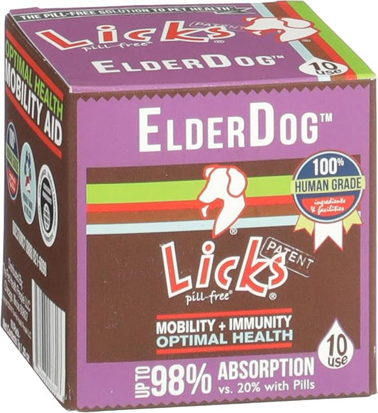 Licks Pill Free ElderDog - Older Dog Vitamins and Supplements - Joint & Immune Support Supplements for Dogs - Dog Coat & Digestion Supplement for Senior Dogs - Gel Packets - Roasted Chicken, 10 Use