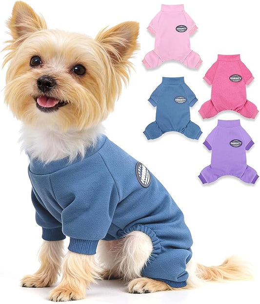 Puppy Pjs Dog Pajamas Dog Sweater for Small Dogs Girl Boy Winter Warm Soft Stretchy Jumpsuit Doggie Pet Clothes Outfits XXS~L (Steel Blue, Medium)