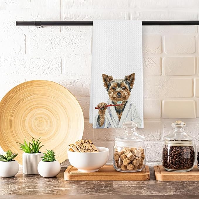 Funny Yorkshire Terrier Gifts Bathroom Hand Towel, Yorkie Bathroom Decor, Yorkie Dog Hand Towel for Kitchen Washroom Decor, Yorkshire Terrier Dog Lover Gifts Dish Towels,16x24