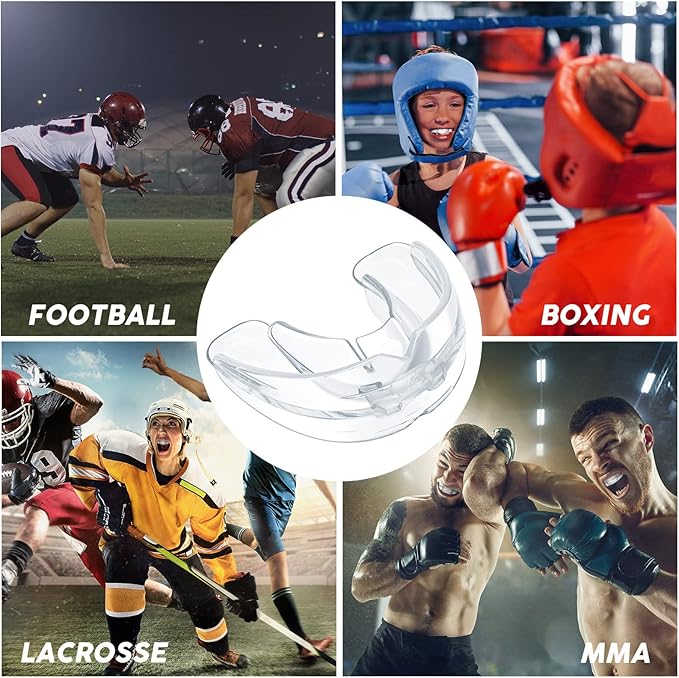 TOODOO 6 Pieces Braces Mouth Guard Kids Sports Mouth Guard for Kids Double Football Youth Mouthguards for Boxing Football Hockey Karate Basketball (Transparent)