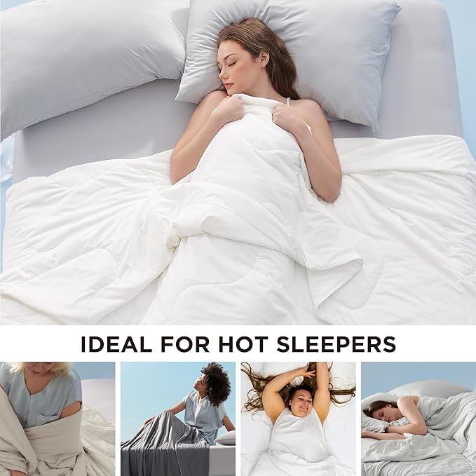 Bedsure Cooling Blankets for Hot Sleepers - Cooling Comforter, Cold Summer Blanket King Size for Bed, Ice Breathable and Lightweight Gift for Night Sweats, White, 104x90 Inches