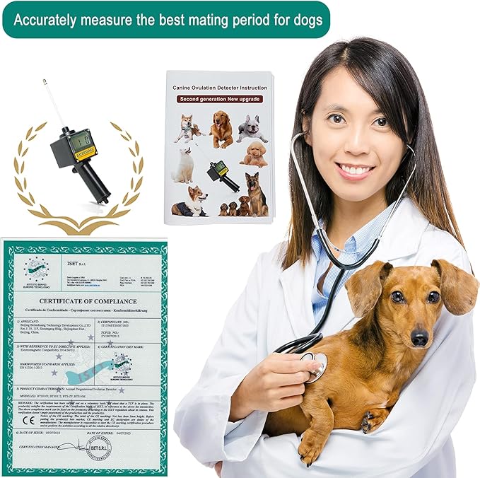 Dog Ovulation Detector,Canine Breeder Tester Artificial Insemination Dogs Breeding Machine,Convenient Formulate Mating Pregnancy Planning,with Detailed English manual and Premium storage box