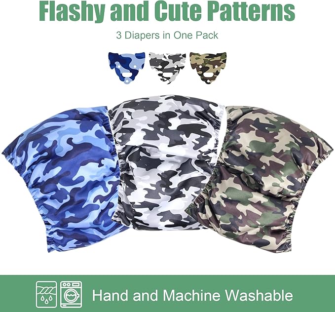 wegreeco Washable Male Dog Diapers (Pack of 3) - Washable Male Dog Belly Wrap (Camo, XS)
