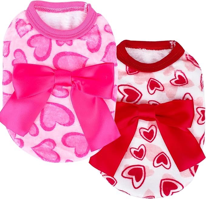 2 Pieces Dog Sweater for Small Dogs XXS Dog Clothes Chihuahua Puppy Sweaters Heart Teacup Chihuahua Yorkie Puppy Clothes XXS Pet Sweater (Heart, X-Small)