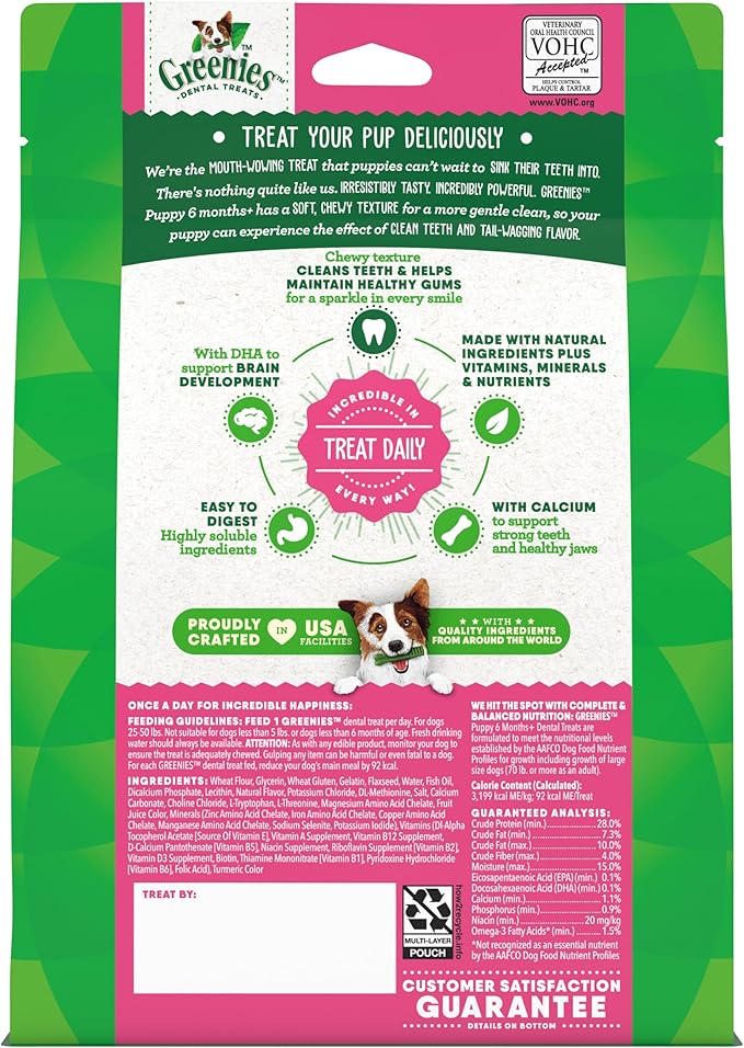 Greenies Dental Treats for Dogs, Veterinarian-Recommended Natural Puppy Treats Regular Size, 6 oz. Pack, 12 Count
