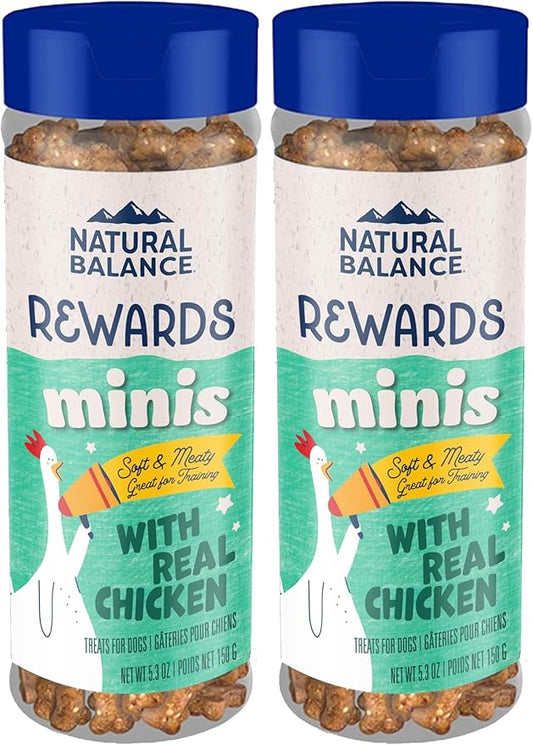 Natural Balance Limited Ingredient Mini-Rewards Chicken Grain-Free, Training Treats for Dogs | 5.3-oz. Canister (Pack of 2)