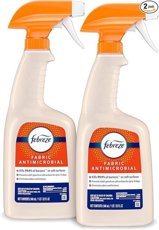 Febreze Fabric Spray, Odor Eliminator for Strong Odor, Sanitizing and Antimicrobial, 32 fl oz (2 Count)