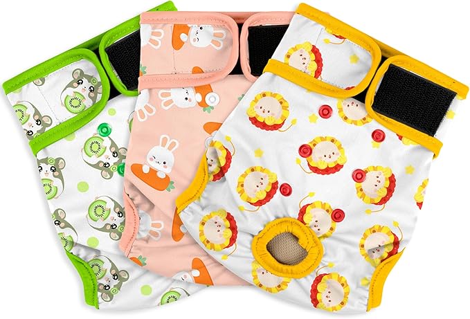 Female Dog Diapers - Premium Reusable Diapers for Doggie in Heat - Highly Absorbent for Pet Incontinence with Adjustable Snaps Rabbit, L