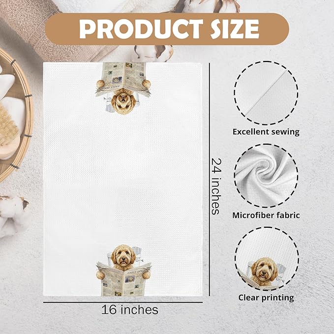 Funny Goldendoodle Dog Gifts Bathroom Hand Towel,Goldendoodle Dogs in Toilet Hand Towel for Bathroom Kitchen Washroom Decor, Golden Doodle Dog Lover Gifts Dish Tea Towels, 16x24 Inch