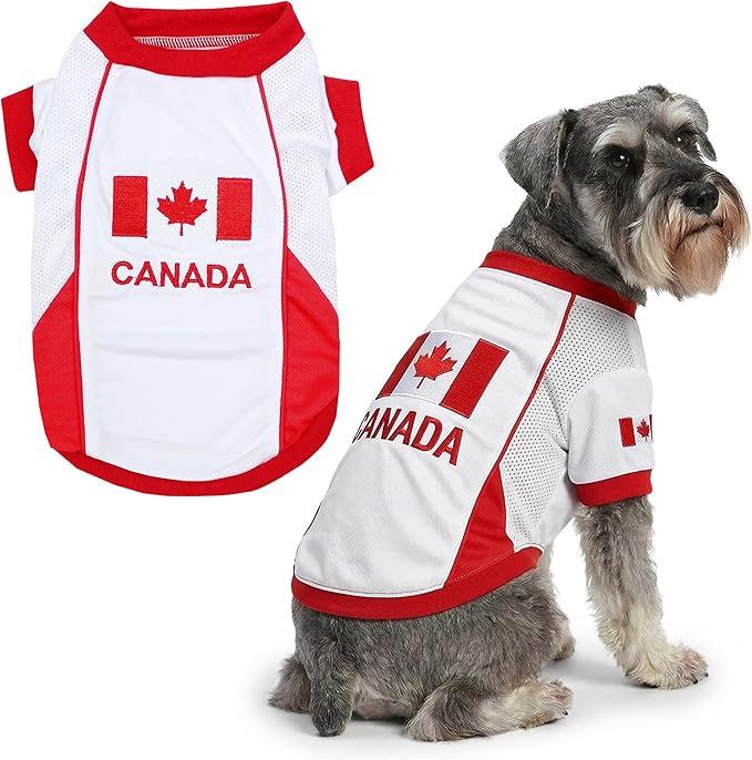 Parisian Pet Team Canada Dog Jersey - Breathable Mesh Puppy Football Jersey - Lightweight Stretch Sporty Dog Clothes - Summer Shirts for Large Dogs - Soccer Jersey for Dogs - Sportswear Pet Clothes