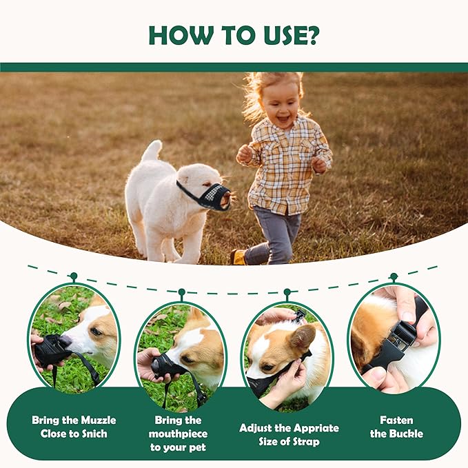 Dog Muzzle for Large Dogs – Breathable Air Mesh Muzzle for Large Sized Dog | Mussels for Dogs Grooming | Muzzles to Prevent Biting Barking Chewing | Allows Panting and Drinking