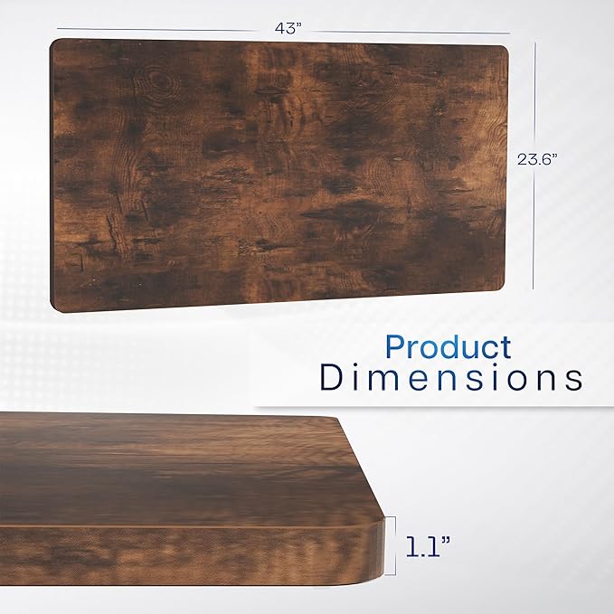VIVO Rustic Vintage Brown 43 x 24 inch Universal Solid One-Piece Table Top for Standard and Sit to Stand Height Adjustable Home and Office Desk Frames, DESK-TOP43N