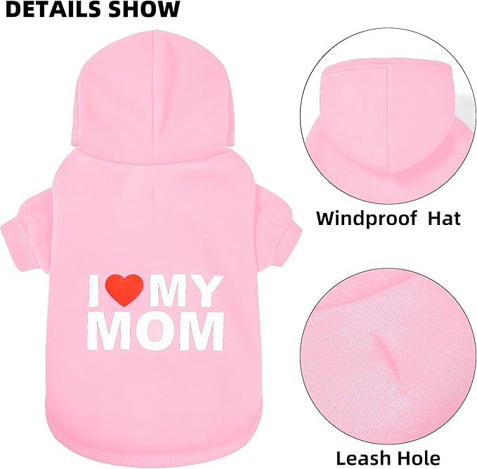 GreenJoy Dog Sweater Dog Hoodie Cold Weather Dog Coat Hooded Sweatshirt for Puppies,Cats, Small Medium Large Dogs (Pink(Mom), X-Small)