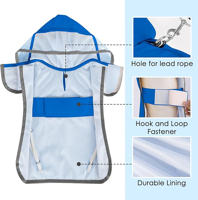 Lukovee Dog Raincoat, Adjustable Dog Rain Jacket with Clear Hooded Double Layer for Large Medium Small Dogs Puppies, Waterproof Rain Coat Poncho with Reflective Storage Pocket & Rim (BL,XL)
