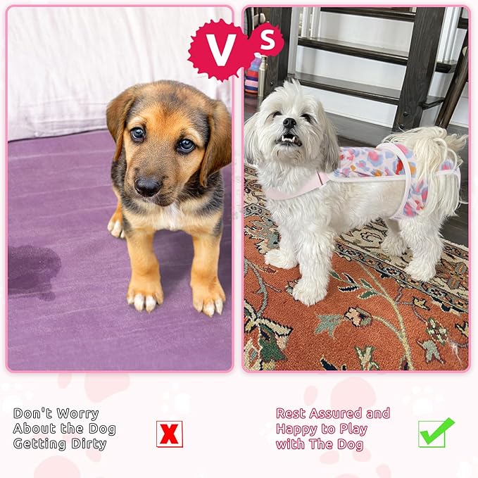 ASENKU 2 Pack Dog Diapers Female Dogs, Dog Suspenders Reusable Doggie Diapers for Female Dogs Small,Washable Dog Period Diapers Dog Panties for Small Girl Dogs in Period Heat