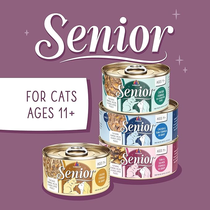 Weruva Senior Cat Food, Chicken and Tuna in Gravy, 5.5oz Can, Pack of 8