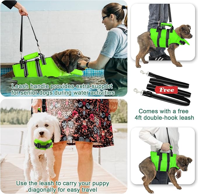 Fragralley Dog Life Jacket with Self-Locking Zipper, High-Buoyancy Ripstop Dog Swimming Vest, Floating Vest with Rescue Handle for Swimming and Boating, PFD Available for Small, Medium, and Large Dogs