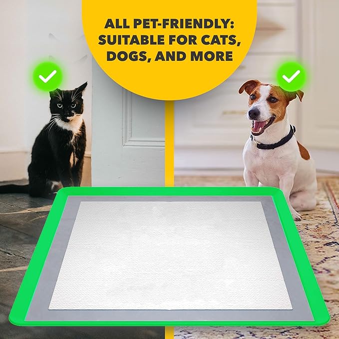 Skywin TidyFriend Dog Pee Pad Holder Tray - Fits Up to 24” x 24” Pee Pad Holder for Dogs - Stable Grip, Raised Edges, Quick-Wipe Silicone Surface Dog Pad Holder for Indoor Flooring Protection (Green)
