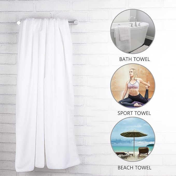 JML Large Bath Towels, 2 Pack, 30"x60" - 350GSM, Micro Fiber Fleece Towel Set with Hanging Loop - Soft, Absorbent, Lint-Free, No Fading, Perfect for Shower, Sauna, Gym, Pool, Hotel, SPA, Grey