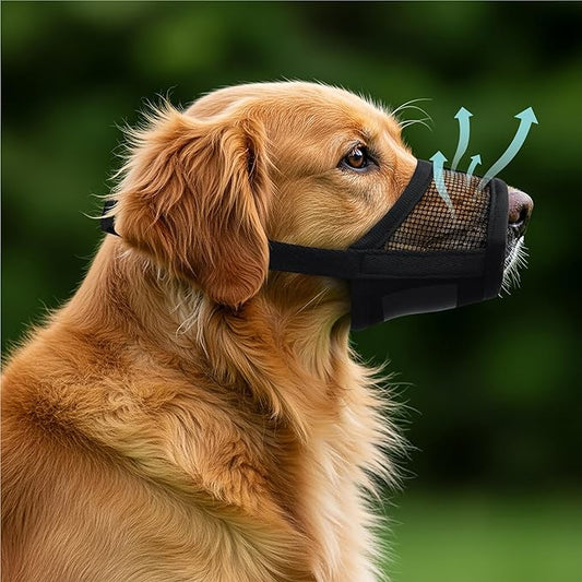 Extra Large Dog Muzzle - Air Mesh XL Dog Muzzle to Stop Biting, Barking and Chewing