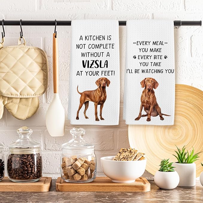 Vizsla Gifts Dog Kitchen Towels Set of 2, Gifts for Vizsla Owners Lovers Hand Towel, Every Meal You Make Dog Decorative Tea Dish Towels for Kitchen, FunnyDog Kitchens Decor, 16x24in