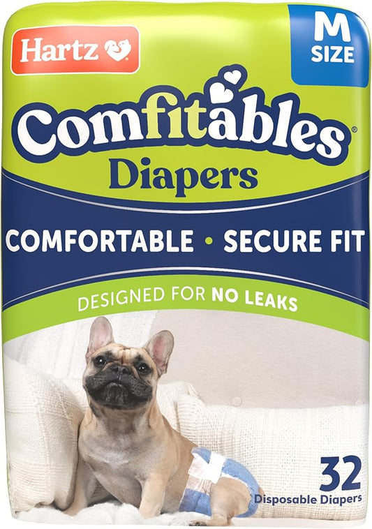 Hartz Disposable Dog Diapers, Size M 32 count, Comfortable & Secure Fit, Easy to Put On