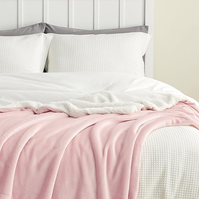 Bedsure GentleSoft Sherpa Fleece Twin Size Blanket for Couch, Non-Heated, Thick and Warm Throw for Women and Girls, Soft Fuzzy Plush Kids Blanket for Spring, Room Home Decor, Pink, 60x80 Inches