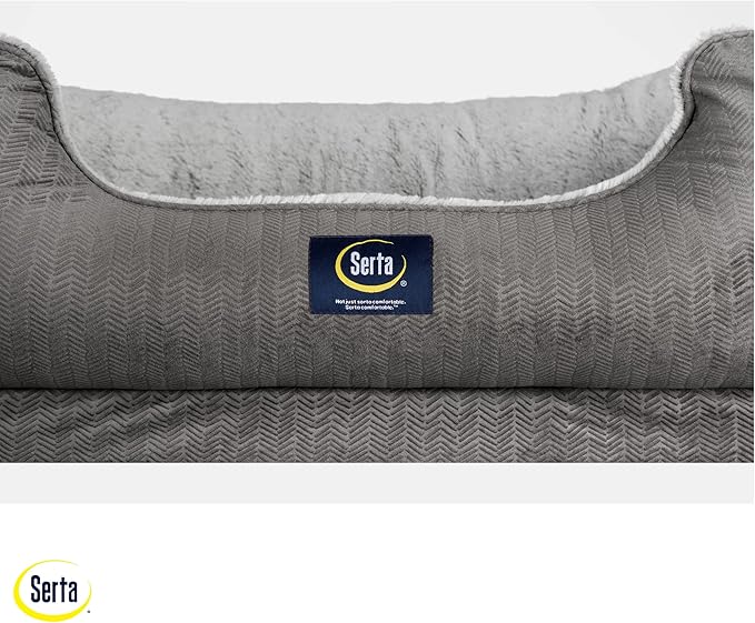 Serta Orthopedic Cuddler Dog Bed for Pets – Slate Gray (Large)