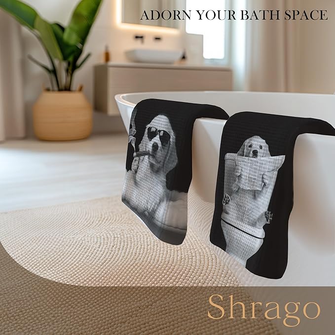 Funny Golden Retriever Bathroom Hand Towels, Dog Bathroom Decor, Golden Retriever Gifts for Women Men Hand Towels for Bath Room Washroom, 16x24 Inch Set of 2