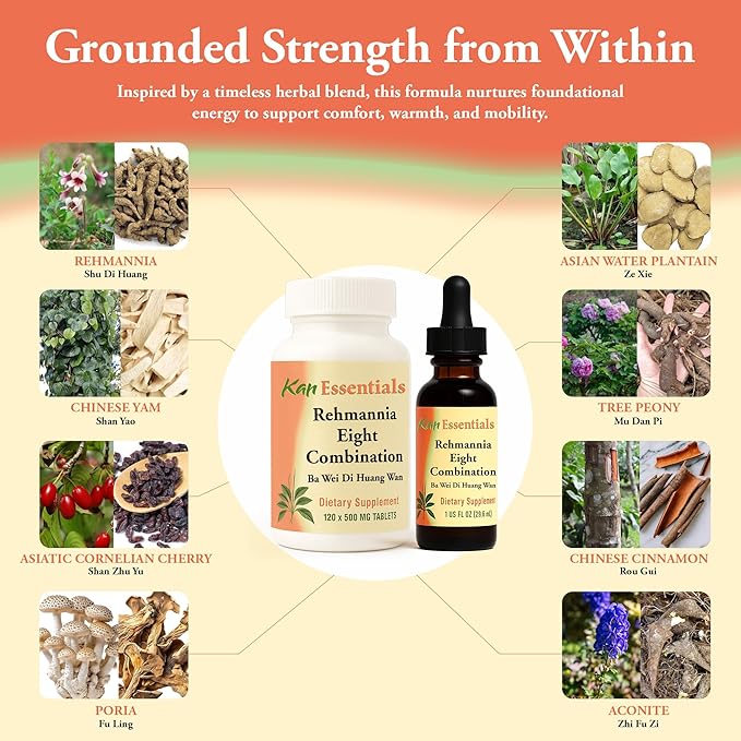 Kan Herb Company Rehmannia Eight Combination – Traditional Chinese Herbal Blend for Dogs & Cats to Support Kidney Health, Vitality, & Hormonal Balance, Herbal Supplement Tablets for Pets, 120 Tablets