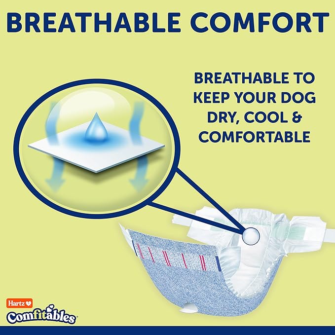 Hartz Comfitables Disposable Dog Diapers, Size Large 12 Count, Comfortable & Secure Fit, Easy to Put On, Super Absorbent Male and Female Diaper