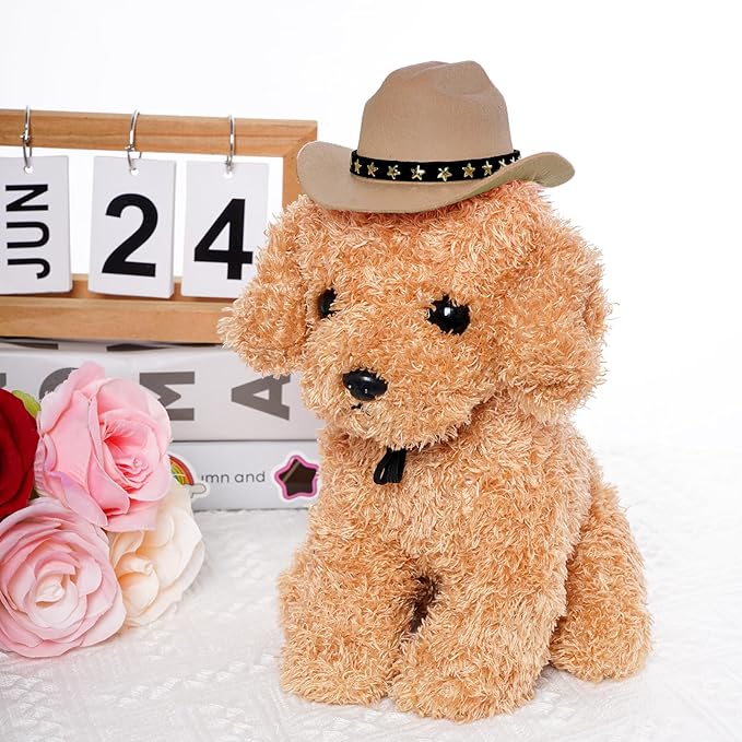 choyaxo Pet Cowboy Costume Cosplay Cap Halloween Costumes for Dogs Cat Pet Party Decoration Mini Cowboy Hat (Khaki, Medium)
