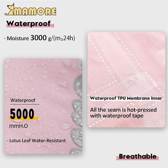 MAMORE Dog Raincoat Waterproof Dog Rain Jacket with Cute Hood for Small Medium Large Dogs Puppy Poncho Reflective Adjustable (Pink, X-Large)