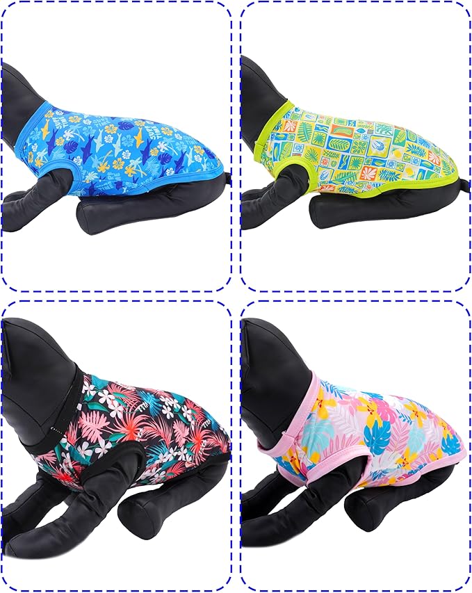 PET SHOW 4 Pack Dog Hawaiian Shirts for Large Dogs UPF 50+ UV Sun Protection Summer Cool Clothes Tank Top Floral Dog T-Shirts Pet Holiday Party Sleeveless Vest Boy Girl(XXX-Large)