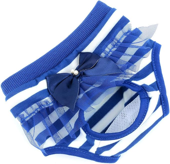 SELMAI Adorable Dog Physiological Shorts Diaper for Dogs Female in Heat Reusable Washable Doggy Kitten Underwear Pants for Small Medium Puppy Cat Girl Doggie Menstrual Nappies All Seasons Blue M