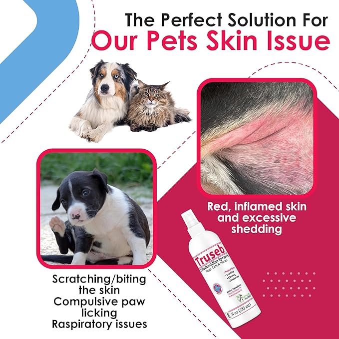 Truseb Medicated Chlorhexidine for Dogs Cats Horses Skin Spray with Aloe Vera - Medicated Ketoconazole Spray for Skin Irritation, Hot Spots, Redness Relief (8 oz)