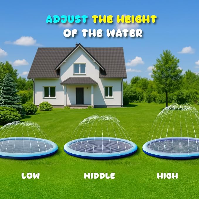 COMMOUDS 10FT Splash Pad for Kids and Dogs, Extra Large Sprinkler Pad Non-Slip Thicken Pool Summer Outdoor Water Toys, Backyard Fountain Play Mat for Baby Toddlers Boys Girls Pet