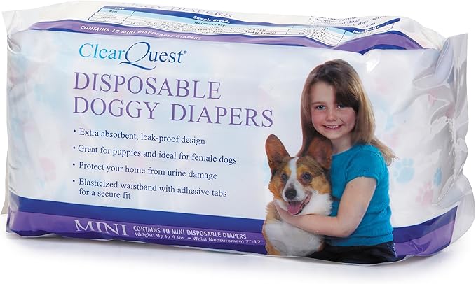ClearQuest Disposable Doggy Diapers, Super Absorbent Leak-Proof Pet Diapers