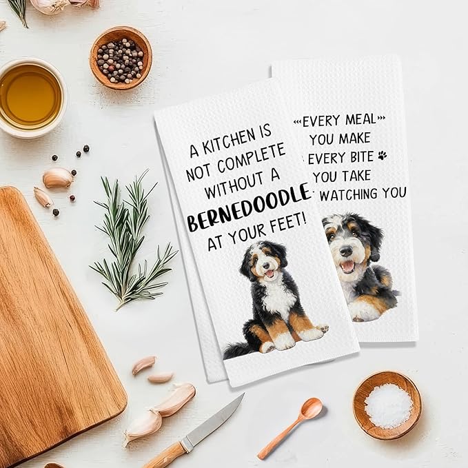 Bernedoodle Gifts Dog Kitchen Towels Set of 2, Gifts for Bernedoodle Lovers Hand Towel, Every Meal You Make BernedoodleDog Decorative Tea Dish Towels for Kitchen, Funny Dog Kitchens Decor,16x24