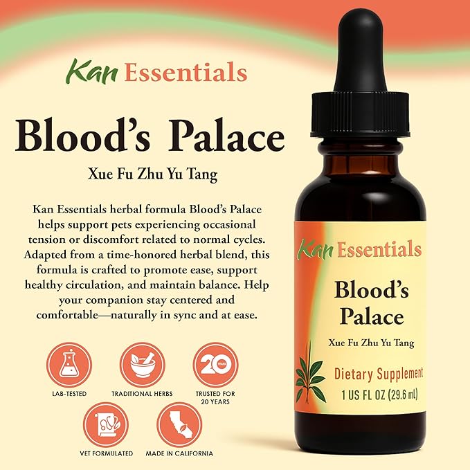 Kan Herb Company Blood’s Palace – Traditional Chinese Herbal Blend for Dogs & Cats to Support Circulation, Liver Qi, Emotional Balance, and Overall Wellness, Liquid Herbal Supplement for Pets, 1 fl oz